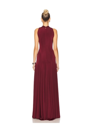 Ceren Ocak Draped Jersey Dress in Burgundy. Size M. Also in S, XS.