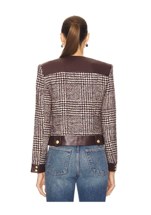 Central Park West Billie Houndstooth Jacket in Burgundy. Size M. Also in L, S, XS.