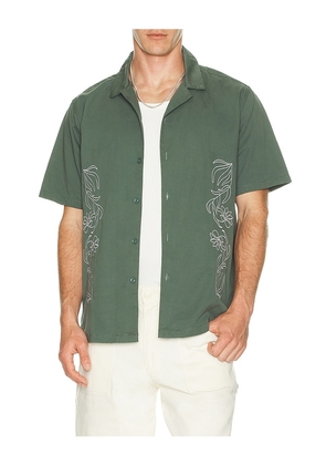 Bound Floral Embroidery Shirt in Green. Size M. Also in S.