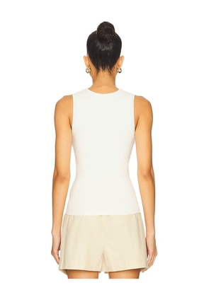 Eterne Sleeveless Crewneck Soft Jersey Top in Ivory. Size M. Also in L, XL.