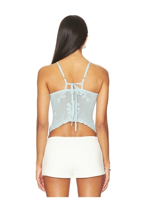ASTA RESORT Bruna Crochet Top in Baby Blue. Size M. Also in XS.
