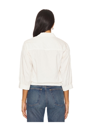 Bobi Puff Sleeve Cropped Top in White. Size M. Also in XS, S, L, XL.