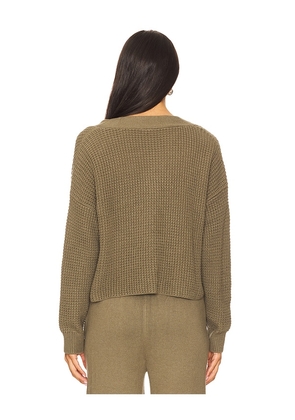 eberjey Recycled Sweater Cropped Cardigan in Olive. Size M. Also in XS, S, L, XL.