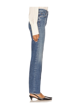 AGOLDE 90s Pinch Waist Long High Rise Straight Jeans in Blue. Size 24. Also in 23, 25, 26, 28, 30.