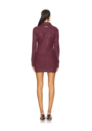 THE ATTICO Studded Mini Dress in Burgundy. Size 38. Also in 42, 36, 44.