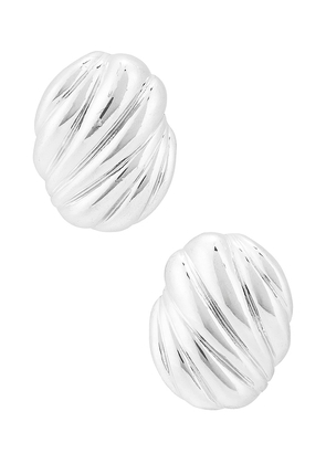 Heaven Mayhem Hive Clip On Earrings in Metallic Silver.