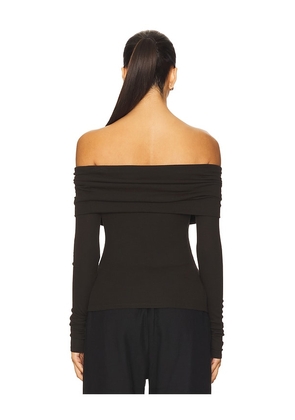 Enza Costa Off Shoulder Top in Chocolate. Size M. Also in XS, S, L.