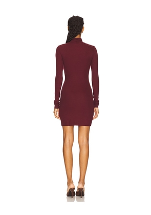 Eterne Long Sleeve Turtleneck Butter Rib Mini Dress in Wine. Size M. Also in S, L, XL.