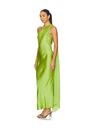 Alejandra Alonso Rojas for FWRD One Shoulder Dress With Cape in Green. Size 2. Also in 8.