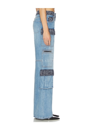 Alice + Olivia Cay Baggy Denim Cargo in Blue. Size 27. Also in 26, 28.