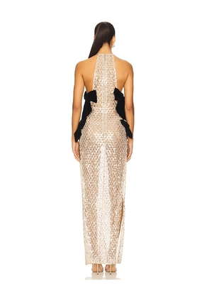 Bronx and Banco Maeve Halterneck Maxi Dress in Metallic Silver. Size S. Also in L, XL.