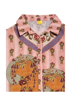 Agua Bendita Clarabelle Aura Shirt in Pink,Brown. Size 4. Also in 6.