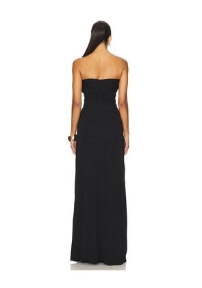 Atlein Bustier Ruched Gown in Black. Size 34. Also in 38, 40.