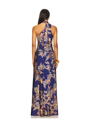 HEMANT AND NANDITA Bias Maxi Dress With Sash in Navy. Size S. Also in XS.