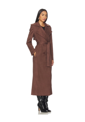 Bardot Kira Faux Suede Trench Coat in Brown. Size 2. Also in 4, 8.
