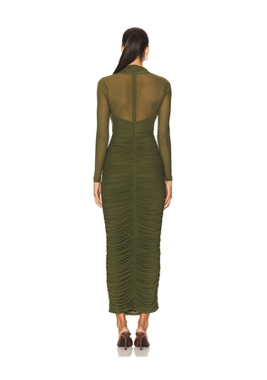 Bardot Aliyah Long Midi Dress in Olive. Size 2. Also in 4.