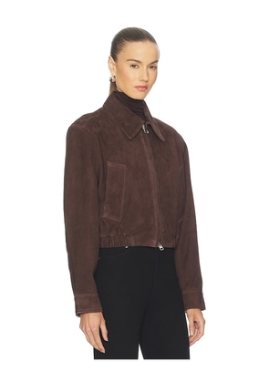 AGOLDE Nahlia Cropped Suede Jacket in Brown. Size M. Also in XS, S, L, XL.