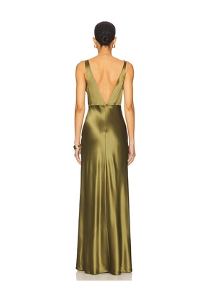 CAMI NYC Sinclaire Gown in Olive. Size M. Also in S, XL.