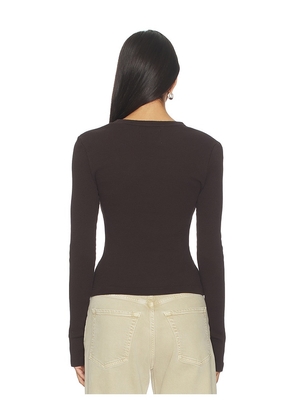 Citizens of Humanity Pilar Waffle Crewneck Top in Chocolate. Size M. Also in XS, S, L.