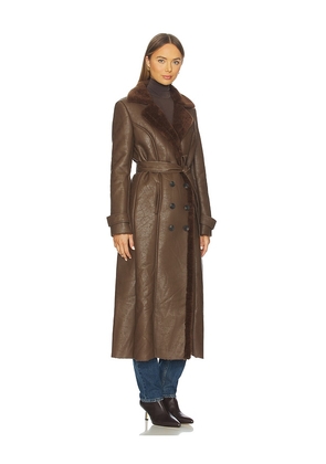 Bardot Faux Leather Trench Coat in Chocolate. Size M. Also in L, S, XL, XS.