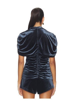 Amanda Uprichard x REVOLVE Evianna Velvet Top in Slate. Size M. Also in S, XS.