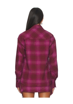 THE ATTICO Check Shirt in Burgundy. Size 40. Also in 42.