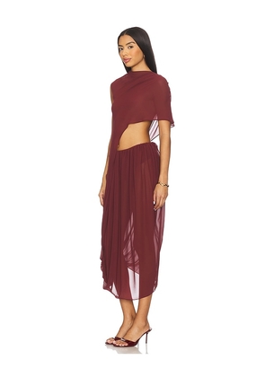 Camila Coelho Ada Maxi Dress in Burgundy. Size M. Also in XXS, XS, S, L, XL.