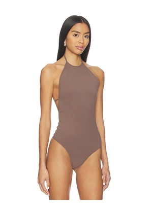 EAVES Rey Bodysuit in Brown. Size M. Also in L, S, XL, XS.