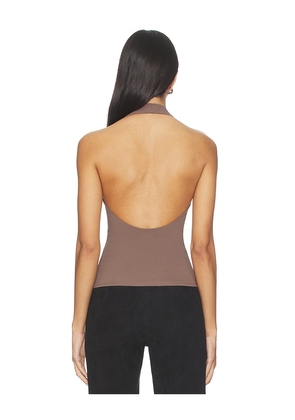 EAVES Simeon Halter Top in Brown. Size M. Also in L, S, XL, XS, XXS.