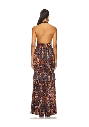 AFRM Athens Crochet Lace Maxi Dress in Brown. Size L. Also in S, XS, M.
