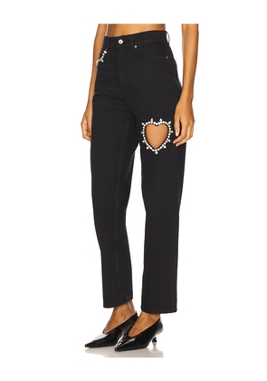 AREA Crystal Heart Jean in Black. Size 24. Also in 26.