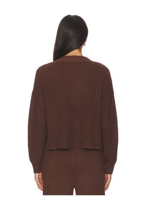 eberjey Recycled Sweater Cropped Cardigan in Chocolate. Size M. Also in XS, S, L, XL.