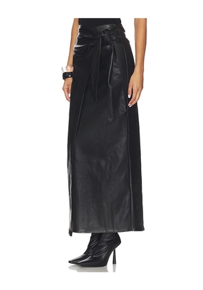 ALL THE WAYS Kassidy Faux Leather Skirt in Black. Size L. Also in M, S, XS, XXS.