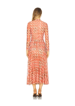 Bardot Lea Printed Mesh Dress in Orange. Size M. Also in S, XS.
