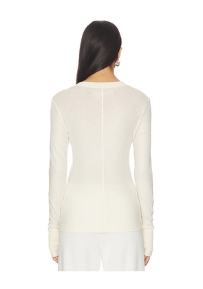 Enza Costa Cashmere Easy Cuffed Crew Top in Beige. Size S. Also in XS, M.