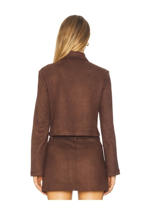 Bardot Lorenzo Faux Suede Shirt in Chocolate. Size 12. Also in 4, 6, 8, 10.