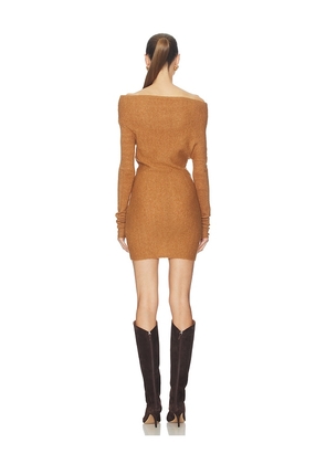 Camila Coelho Leonie Off The Shoulder Dress in Brown. Size M. Also in XS, S, XL.