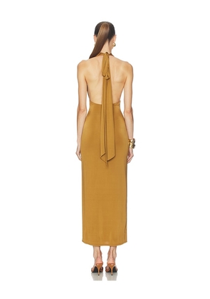 Camila Coelho Jaci Midi Dress in Brown. Size M. Also in S, L, XL.