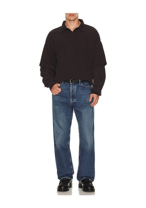 AGOLDE Curren Doublesleeve Polo in Brown. Size L. Also in S, M, XL/1X.