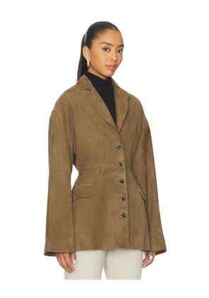 EAVES Salta Suede Jacket in Olive. Size S. Also in XS, XXS, M.