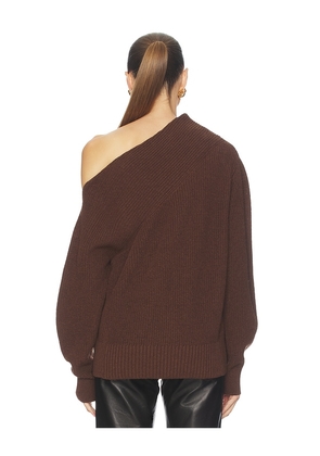Brochu Walker Hart Off Shoulder Pullover in Brown. Size M. Also in XS, L.