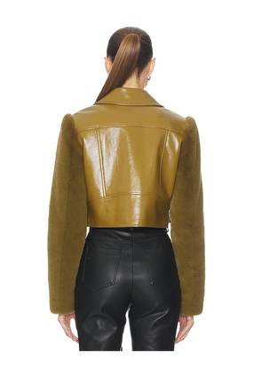 Camila Coelho Florencia Moto Jacket in Olive. Size S. Also in XXS, XS.