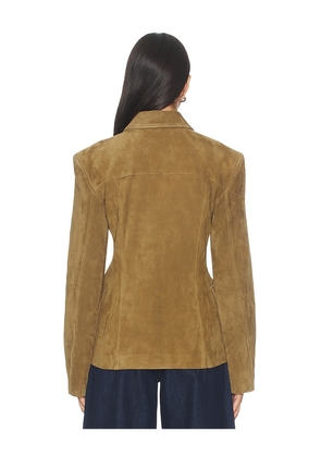 EAVES Aina Suede Cinched Jacket in Brown. Size L. Also in XS.