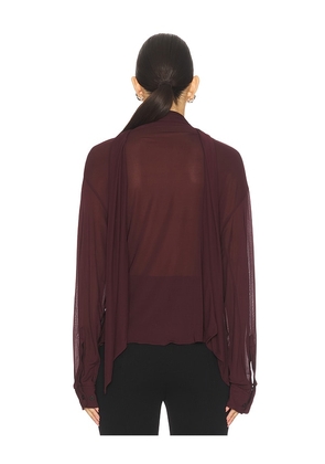 Atlein Draped Collar Blouse in Burgundy. Size 36. Also in 34, 40.