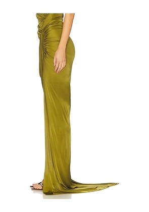 Atlein Draped Asymmetric Skirt in Green. Size 36. Also in 34, 38.