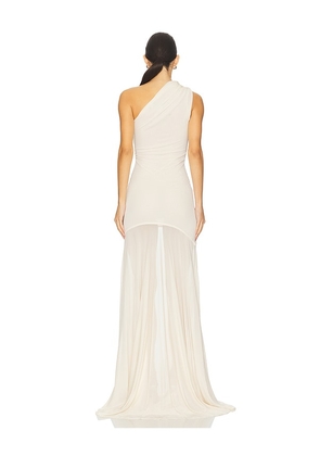 Atlein Asymetric Draped Sleeveless Dress in Ivory. Size 36. Also in 34, 38, 40.