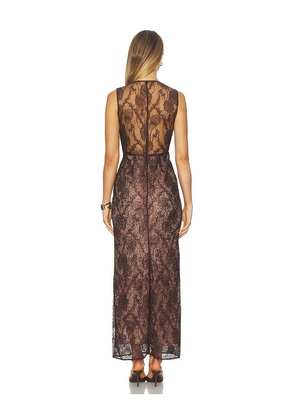 AKNVAS Leo Beaded Gown in Chocolate. Size 2. Also in 0, 4.