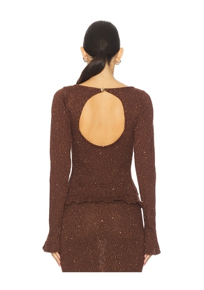 ASTA RESORT Michaela Longsleeve Top in Chocolate. Size S. Also in M, XS.