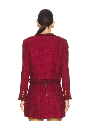 Alice + Olivia Landon Cropped Box Jacket With Trim in Red. Size S. Also in XS, M.