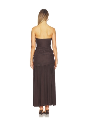 FAITHFULL Miro Maxi Dress in Brown. Size L. Also in S, XS, M, XL.